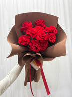 Deep Love – 10 Red Roses Bouquet (Brown Wrap) - BestBloomBuddy