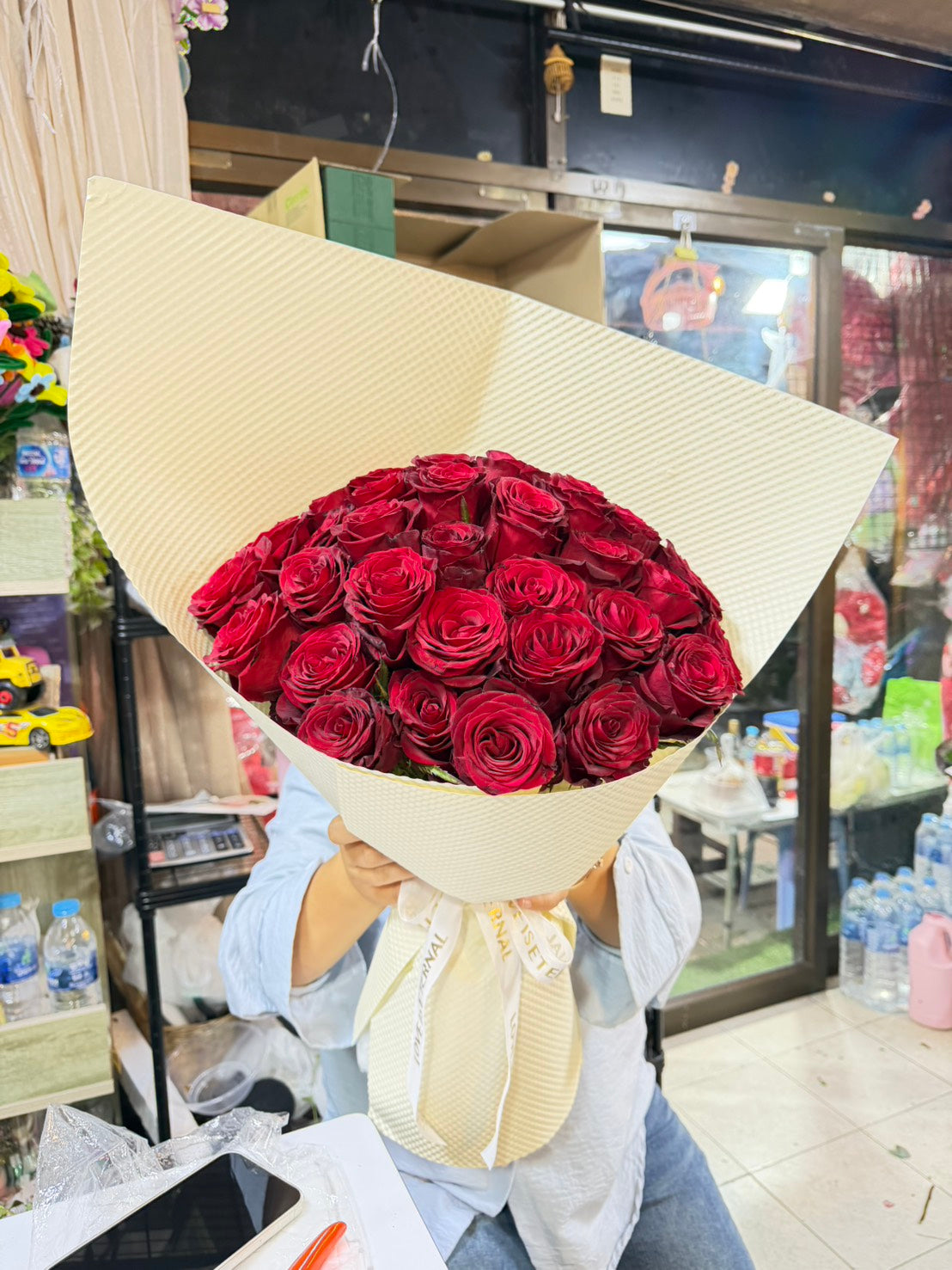 All My Love – 30 Red Roses Bouquet (White Wrap) - BestBloomBuddy