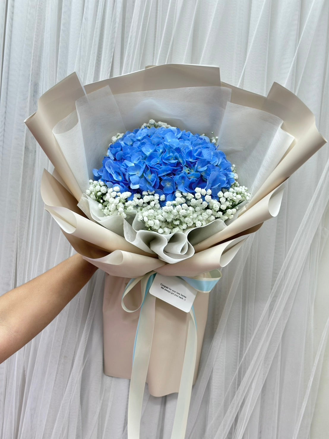 Gentle "Blue" Pastel - Hydrangea Bouquet - BestBloomBuddy