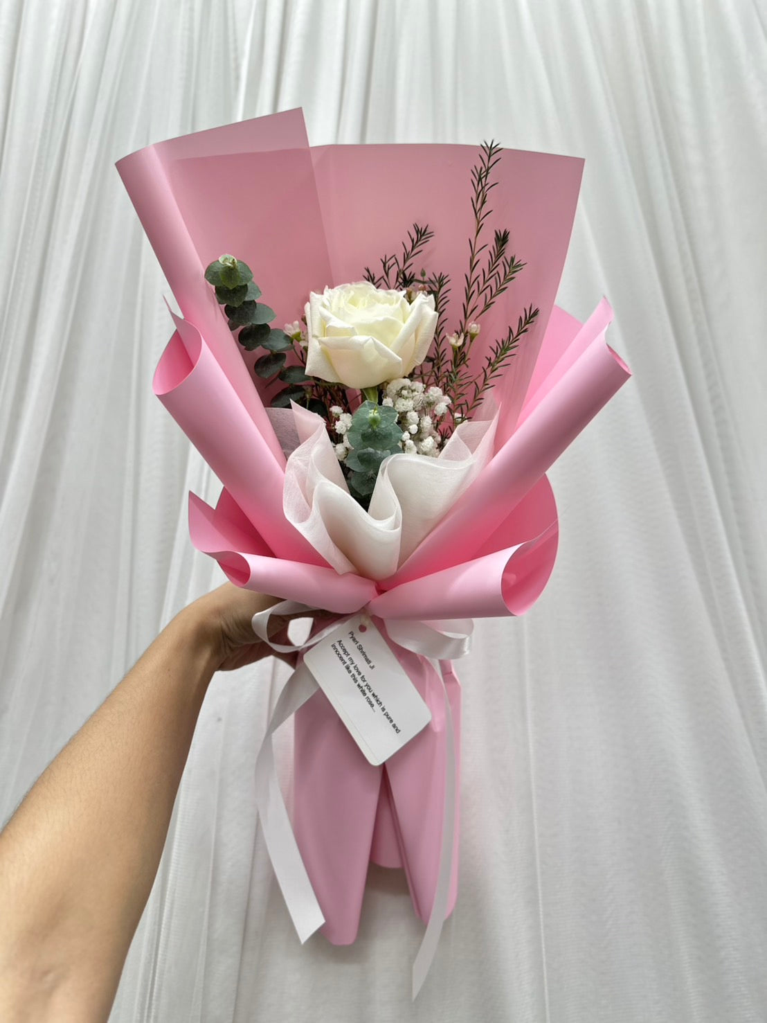 Love’s Renewal – Single White Rose Bouquet - BestBloomBuddy