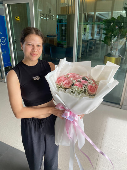 Sweet Angel – 20 Pink Peony Roses (Garden Roses) - BestBloomBuddy