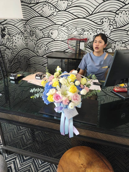 Cheerful Cuddle – Flower Basket - BestBloomBuddy