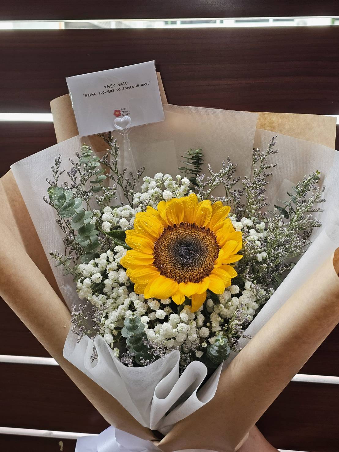 Hello Sunshine - Single Sunflower Bouquet - BestBloomBuddy
