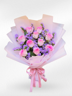 Rosie Crush — Pink Roses & Purple Statice Bouquet