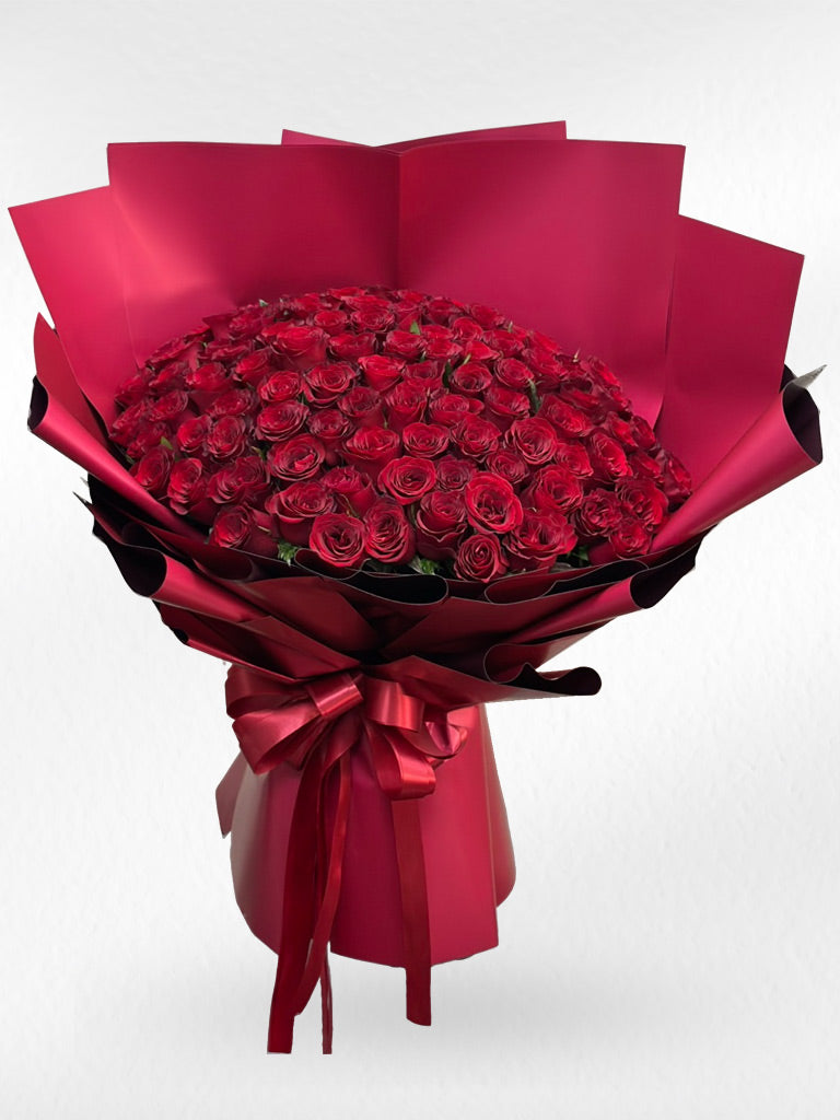 Unforgettable Love - 100 Red Roses Bouquet | Valentine's Day Collection - BestBloomBuddy