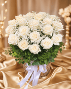 Whiterosesinbasket - BestBloomBuddy