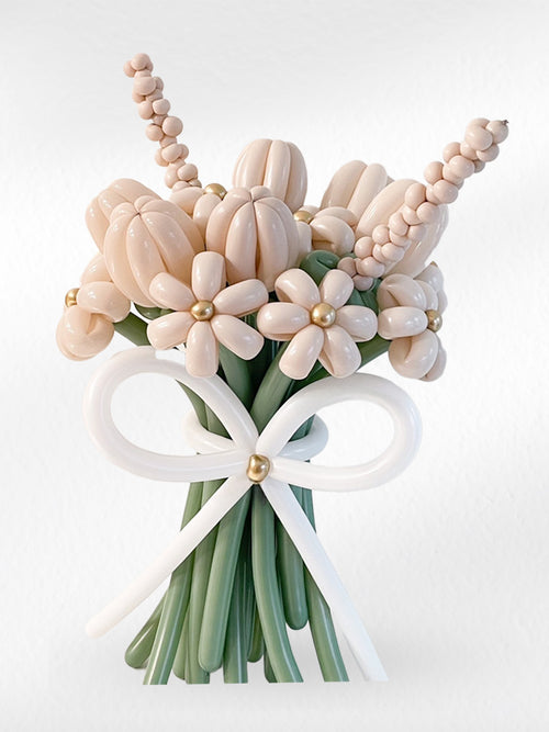 Creamy Delight – Balloon Flower Bouquet - BestBloomBuddy