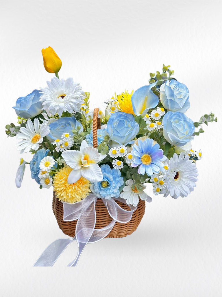 Spring Always – Vintage Basket of Artificial Flowers - BestBloomBuddy