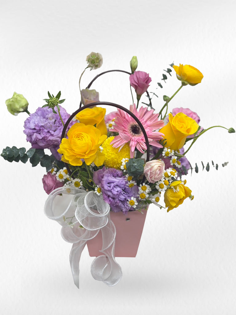 Pastel Delight – Flower Basket - BestBloomBuddy