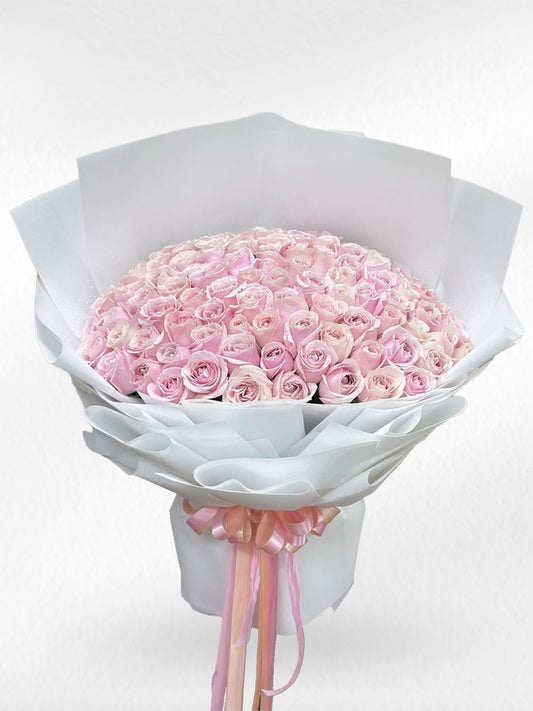 Century of Sweetness - 100 Pink Roses Bouquet - BestBloomBuddy