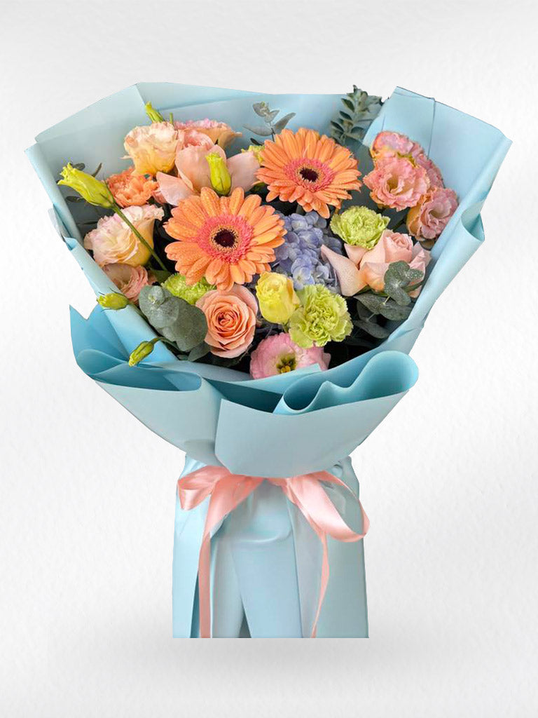 Coral Glow – Mixed Flower Bouquet - BestBloomBuddy