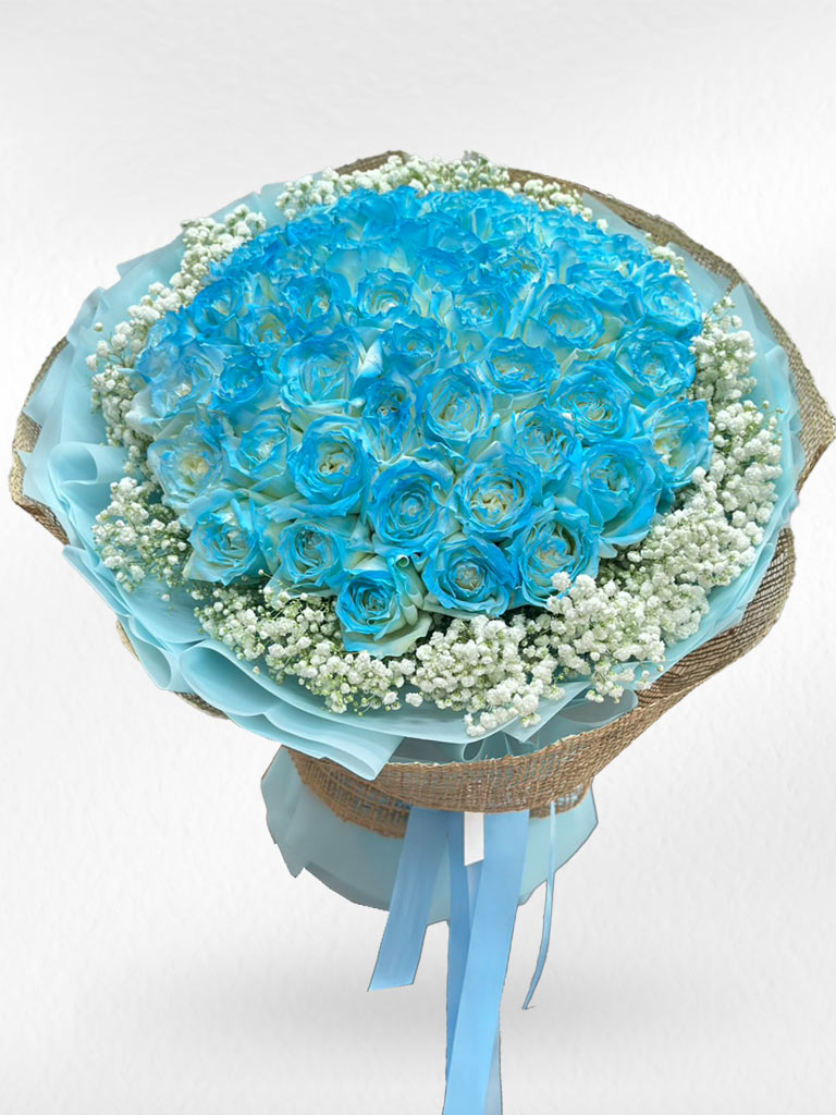 My Dream – 50 Blue Roses Bouquet - BestBloomBuddy