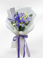 Eternal Bloom – Purple Iris & Yellow Statice Bouquet - BestBloomBuddy