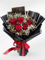 Dark Romance - 5 Red Roses Bouquet - BestBloomBuddy