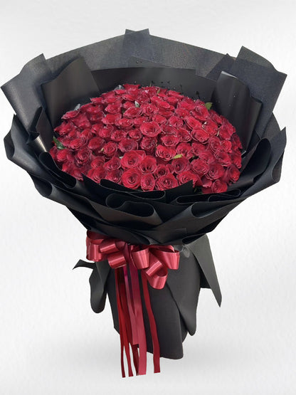 Midnight Love  - 100 Red Roses Bouquet