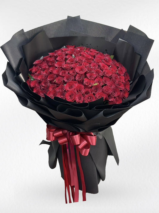 Midnight Love  - 100 Red Roses Bouquet