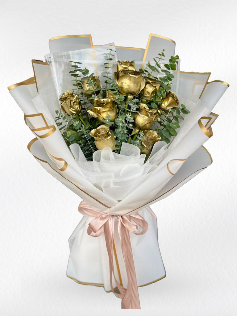 Royal Gold – 10 Gold Rose Bouquet