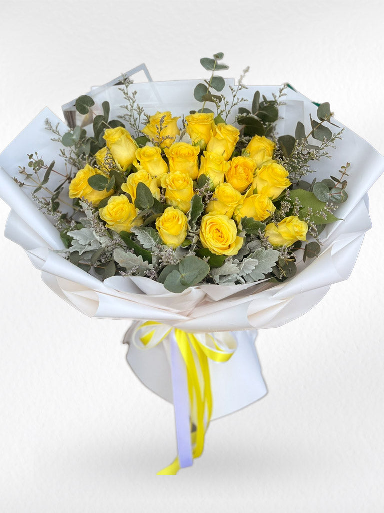 Bright Elegance - 20 Yellow Roses Bouquet
