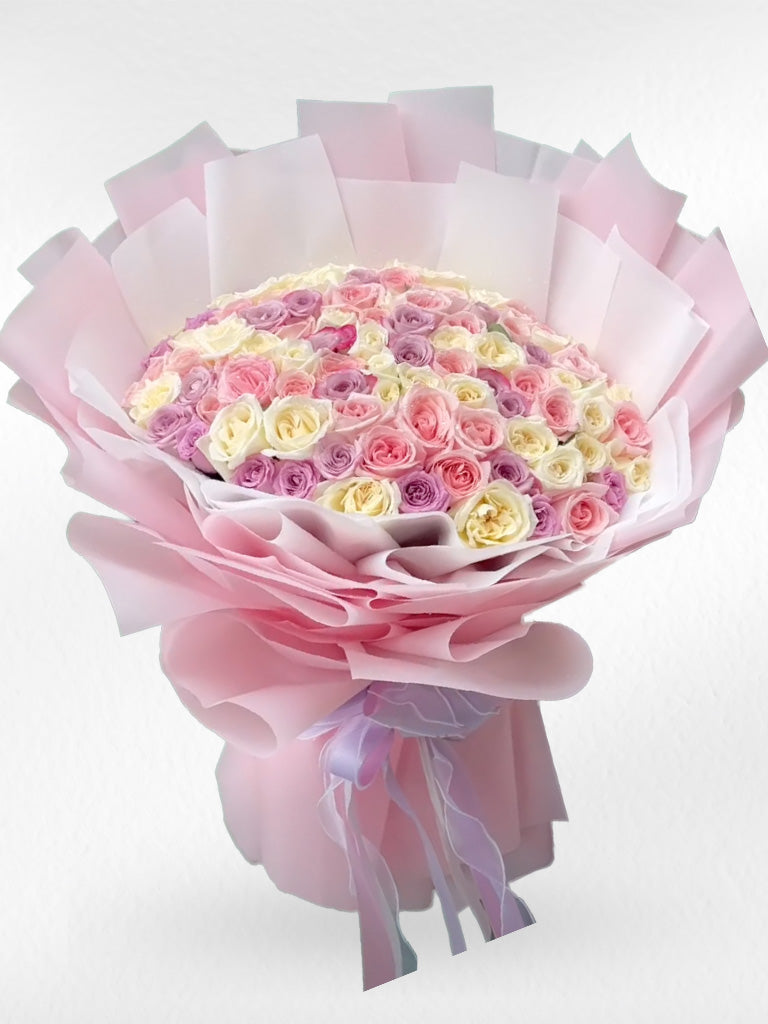 Pastel Darling – 100 Roses Bouquet