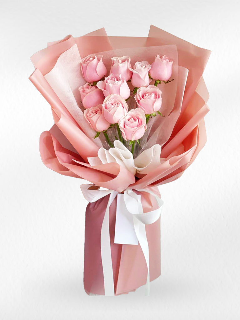 Soft Heart Melody – 10 Pink Roses Bouquet | Valentine's Day Collection - BestBloomBuddy