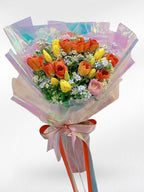 Aurora Garden – 20 Mixed Tulips with Tiny Flowers Bouquet - BestBloomBuddy
