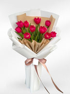 Berry Kiss - 10 Pink Tulips Bouquet - BestBloomBuddy