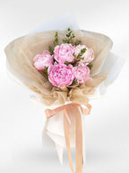Soft Romance - 5 Pink Peonies Bouquet - BestBloomBuddy