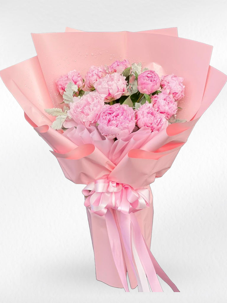 Blush Sweetheart - 10 Peonies Bouquet - BestBloomBuddy