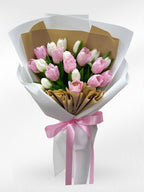 Sweet Love — 20 Pink and White Tulips Bouquet