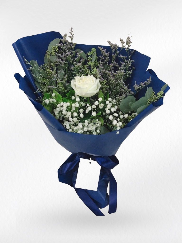 Blanc Poise – Single White Rose Bouquet - BestBloomBuddy