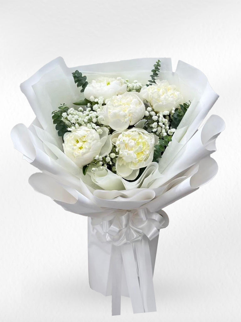 Snow Bloom - Peony Bouquet - BestBloomBuddy