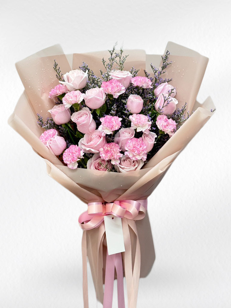 Gentle Love - Pink Roses and Carnations Bouquet - BestBloomBuddy