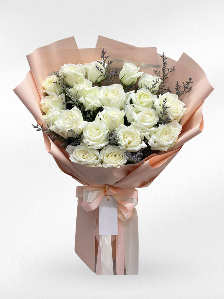 Endless Promise - 20 White Roses Bouquet - BestBloomBuddy