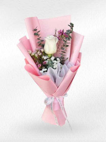 Love’s Renewal – Single White Rose Bouquet - BestBloomBuddy