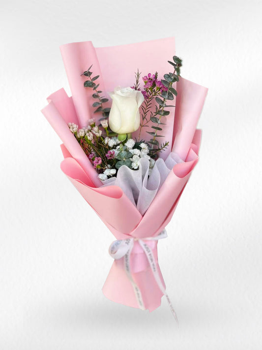 Love’s Renewal – Single White Rose Bouquet
