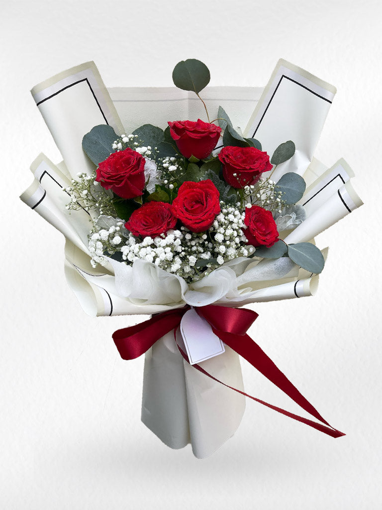 Shining Beauty - 6 Red Roses Bouquet - BestBloomBuddy