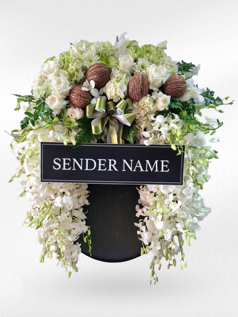 Pure Remembrance – Fresh Flower Wreath - BestBloomBuddy