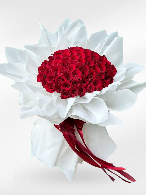 Adore Petal – 50 Red Roses Bouquet - BestBloomBuddy