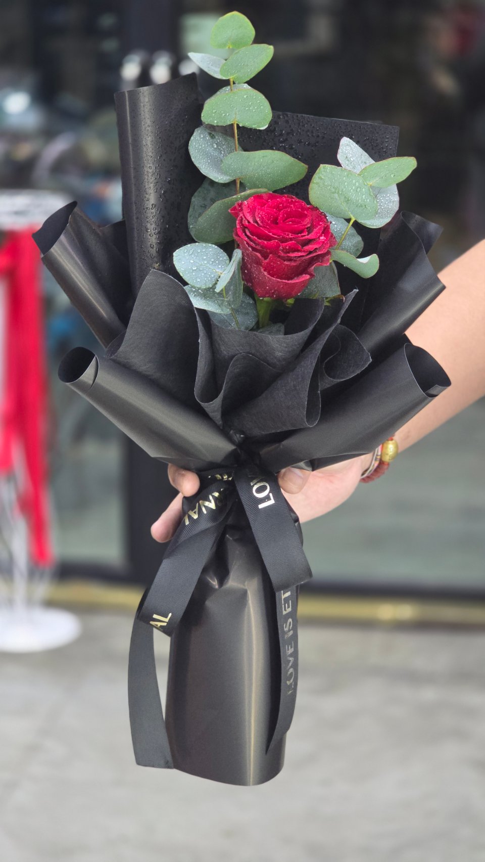 One & Always – Single Red Rose Bouquet - BestBloomBuddy