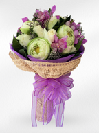 Purple Serenity – Lotus, Rose & Orchid Bouquet - BestBloomBuddy