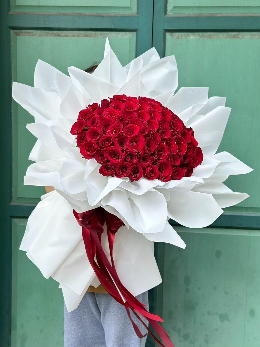 Adore Petal – 50 Red Roses Bouquet - BestBloomBuddy