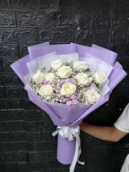 Fragrance of Love – Purple Hydrangea & White Roses Bouquet - BestBloomBuddy