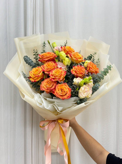 Sweet Thai Tea – Orange Roses Bouquet