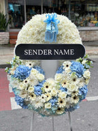 Skyward Tribute – Fresh Flower Wreath - BestBloomBuddy