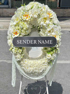 Blooming Farewell – Fresh Flower Wreath - BestBloomBuddy