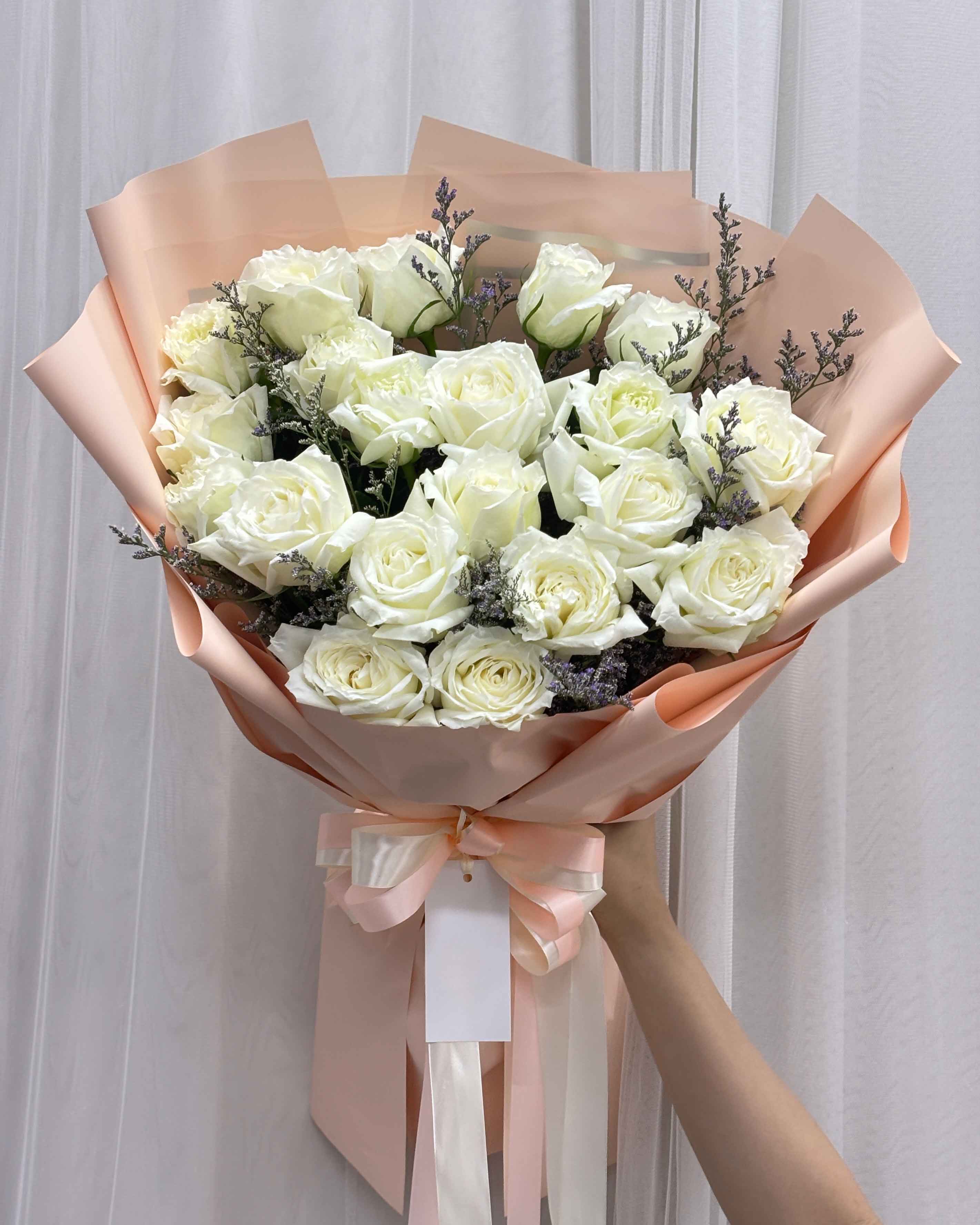 Endless Promise - 20 White Roses Bouquet - BestBloomBuddy
