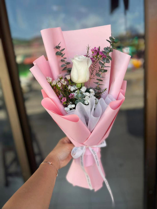 Love’s Renewal – Single White Rose Bouquet