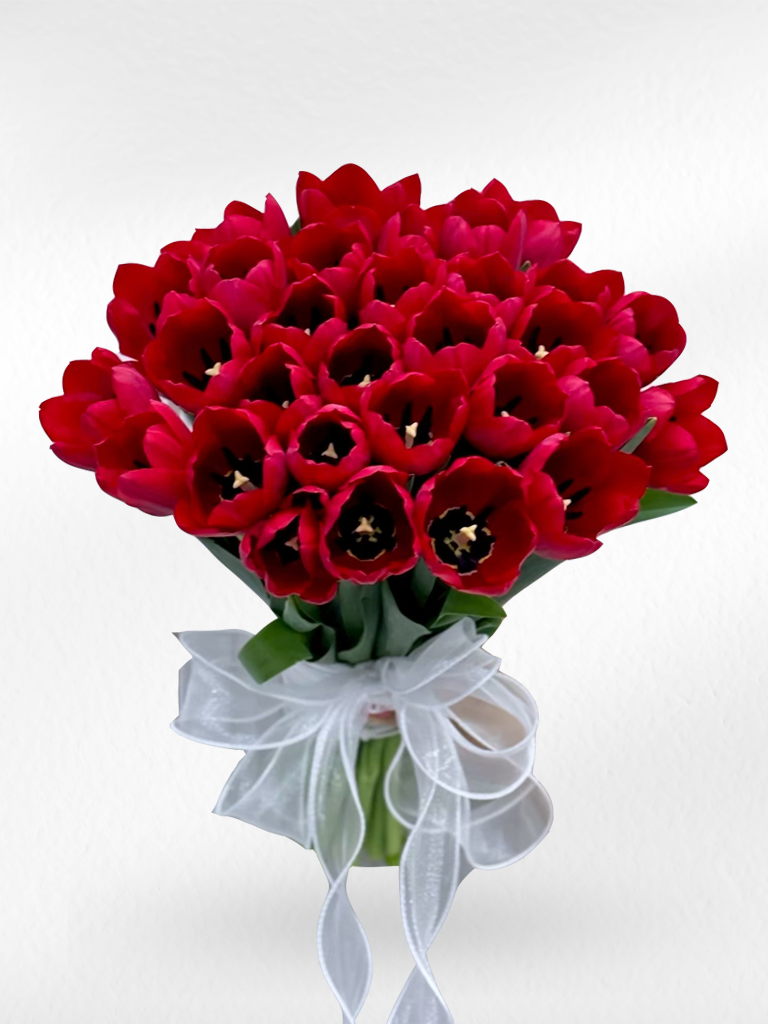 True Love Tulips – 30 Red Tulips Bouquet - BestBloomBuddy