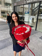 Love’s Flame - 50 Red Roses Bouquet - BestBloomBuddy