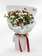 Merry Moment – White Hana & Red Hypericum Berry Bouquet